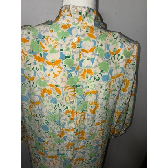 Guy Laroche Diffusion Paris Made in Dress Vintage Floral Dress 8 Pleated Bottom - Picture 8 of 12